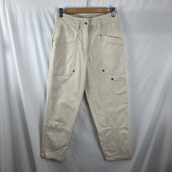 Anthropologie Maeve Cream-Coloured Utility Pants Womens Size 27 Cotton Casual - Picture 3 of 16